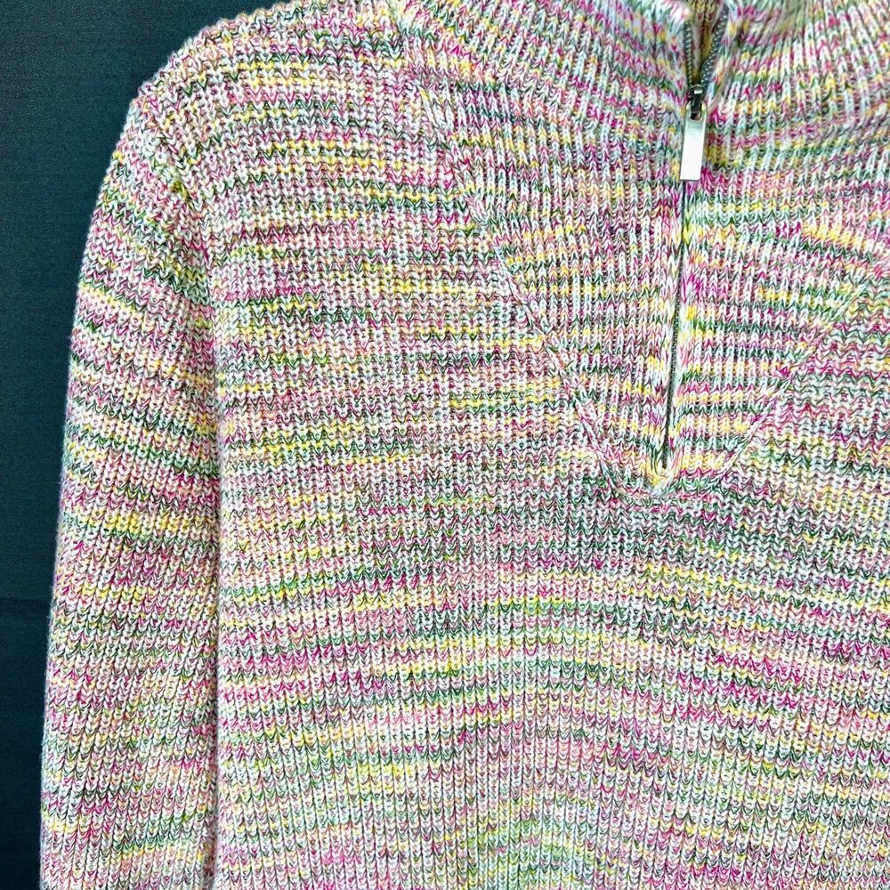 Lands End womens XL Drifter sweater quarter zip cotton pink - Picture 5 of 9